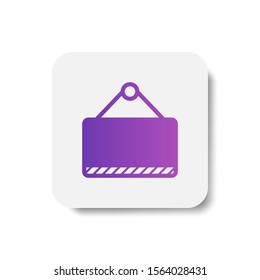 hanging sign board round icon in solid/glyph and stripes style with colorful smooth gradient background, suitable for mobile and web UI, app button,  infographic, etc