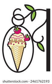 Hanging sign for ice cream shop