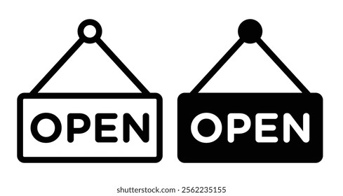 Hanging sign Icons pack in outlined and flat versions