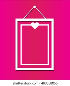 Hanging sign pink color flat design with heart icon vector