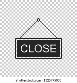 Hanging sign with text Close icon isolated on transparent background. Business theme for cafe or restaurant. Flat design. Vector Illustration