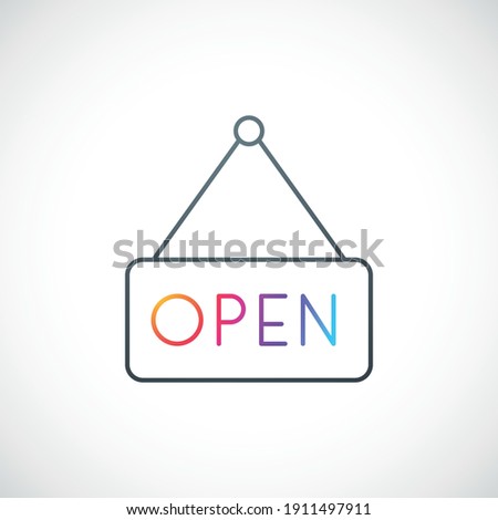 Hanging sign with text Open. Open symbol. Stock vector illustration.