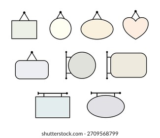 Conjunto de Vector de letreros colgantes – Letreros decorativos en blanco en varias Formas