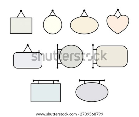 Hanging Sign Vector Set – Blank Decorative Signboards in Various Shapes