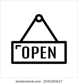 Hanging signboard open icon in outline style