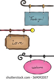 Hanging Signs - Vector Illustration