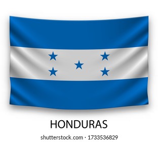 Bandera de seda colgando de Honduras. Ilustración vectorial.