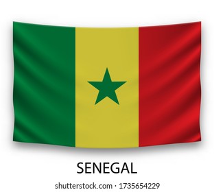Hängende Seidenflagge im Senegal. Vector-Abbildung.