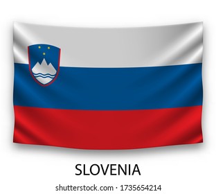 Hängende Seidenflagge von Slowenien. Vector-Abbildung.