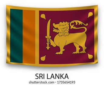 Hanging silk flag of Sri Lanka. Vector illustration.