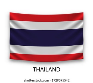 Hanging silk flag of Thailand. Vector illustration.