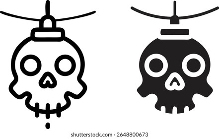 Conjunto de Ícones de Caveira Pendurada, Ilustração de Vetor de Silhueta de Ornamento de Esqueleto de Halloween