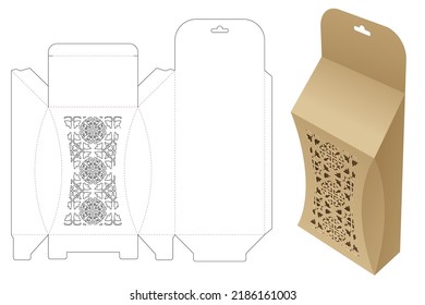 Caja champán en pendiente colgante con plantilla de corte de trozos estampados y maquillaje 3D