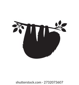 Hängende Faultier Silhouette Vektor flache Illustration Design.