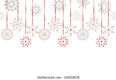 Hanging snowflake border copyspace below