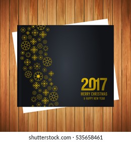 hanging snowflake made balls Happy new year black background Invitation card background. Happy New Year Celebration Design, Merry Christmas Greeting Card Design