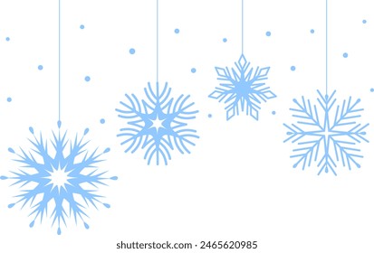 Hanging snowflake for winter and Christmas. Holiday party design elements. Vector illustration.