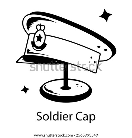 A hanging soldier cap icon in doodle style