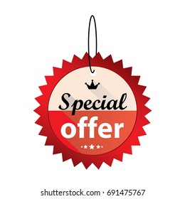 Hanging Special offer red tags , Vector