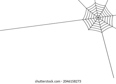 Hanging spider web on white background. Simple and stylish Halloween, horror concept.