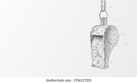 Hanging Sports Whistle on White Background. Low Polygonal Design