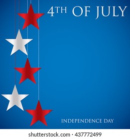 Hanging star 4th of July card in vector format.