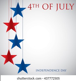 Hanging star 4th of July card in vector format.