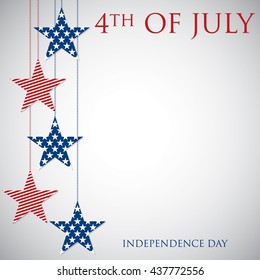 Hanging star 4th of July card in vector format.