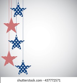 Hanging star 4th of July card in vector format.