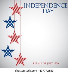 Hanging star Independence Day card in vector format.