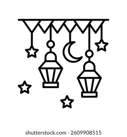 Hanging Star vector outline icon. EPS 10 file