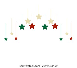 Ilustración de vectores de decoración navideña con estrellas colgantes