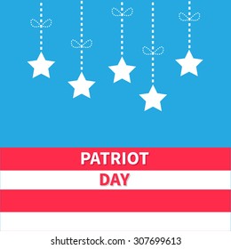 Hanging stars with dash line bow Strip background Patriot day Flat design  Vector illustration