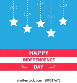 Hanging stars. Happy independence day United States of America. 4th of July. Flat design.  Vector illustration.