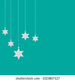 Hanging stars on green background