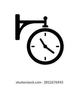 Hanging Station Wall Clock Icon Isolated On White Background
