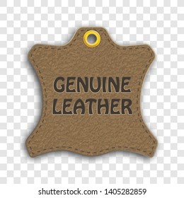 Hanging sticker with the text Genuine Leather. Eps 10 vector file.