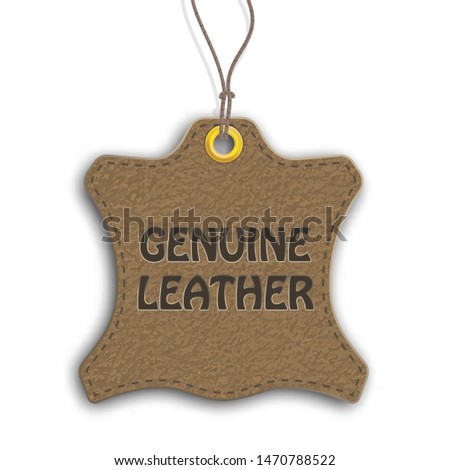 Hanging sticker with the text Genuine Leather. Eps 10 vector file.