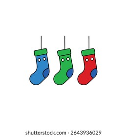 hanging stockings with festive patterns in red
