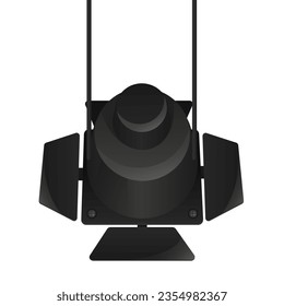 Hanging studio lighting equipment. Professional photoshoot tools vector illustration