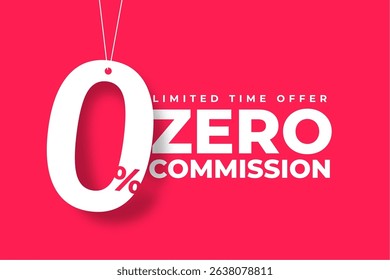 hanging style 0 percent commission offer template for business marketing vector