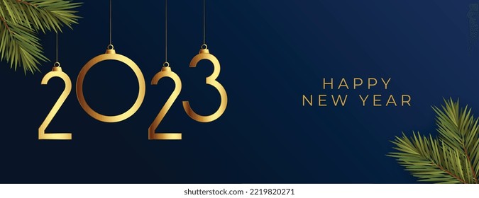 hanging style 2023 new year event wallpaper with green fir vector 