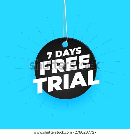 hanging style 7 days free trial tag background design vector
