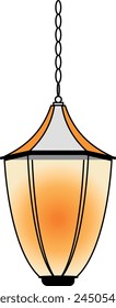 Hanging style lamp with light color towards orange, as an iconic asset or as a reference.