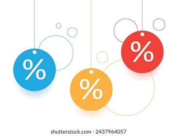 Hanging style percentage icon design. Discount shopping tag icon in flat style. Discount hanging label.