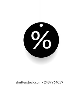 Hanging style percentage icon design. Discount shopping tag icon in flat style. Discount hanging label.