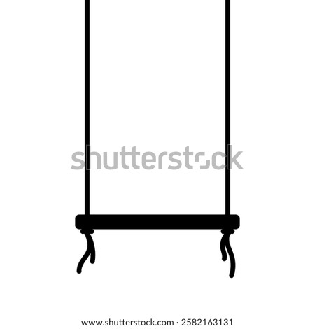 Hanging swing on ropes icon. Black silhouette. Front view. Vector simple flat graphic illustration. Isolated object on white background. Isolate.