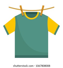 Hanging t shirt icon. Flat illustration of hanging t shirt vector icon for web