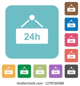 hanging table with 24h white flat icons on color rounded square backgrounds