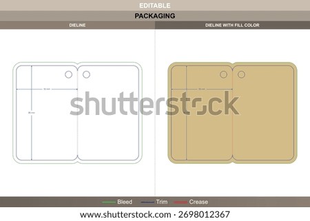 Hanging tag dieline structured through vector mapping enhancing printing finish packaging shape detailed die line punch defines clean tag hole with balanced hang strength